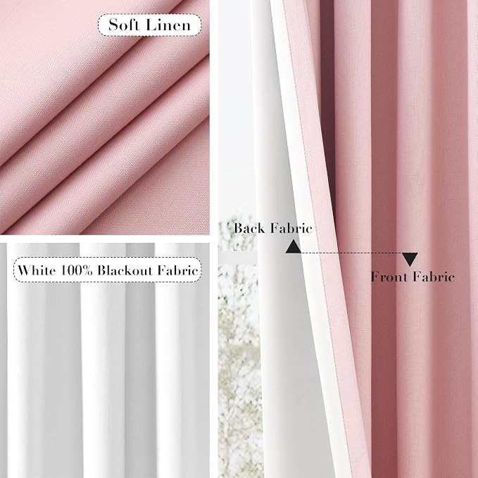 Joywell 100% Blackout Linen Curtains 96 Inch Long - Image 5