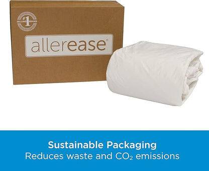 AllerEase Waterproof Mattress Protector Stain Protection Twin Size Allergen Barrier Hot Water Washable Machine Washable Durable Zippered Knit Mattress Cover Stretch Corners (White)