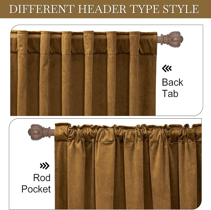 RYB HOME Velvet Curtains 102 inches Long, Extra Long High Ceiling Curtains | - Image 3
