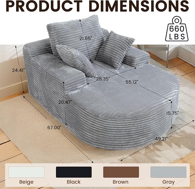 Corduroy D-Shaped Couches, Oversized Round Chair - Image 2