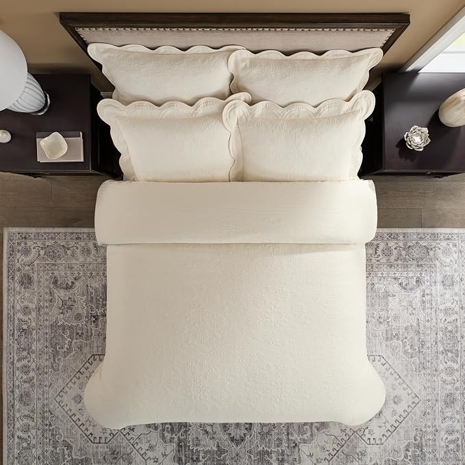 Charleston Estate Modern Farmhouse Floral Matelasse Coverlet - Image 5