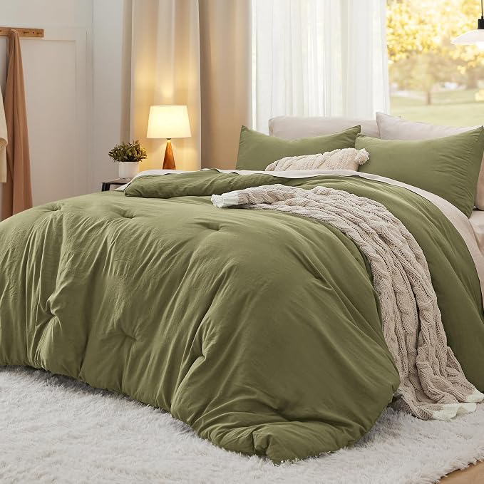 Bedsure Queen Comforter Set, Olive Green Soft Prewashed Bedding by Unknown
