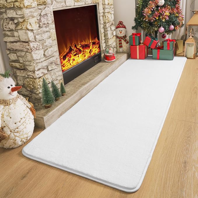 Modern Soft Hallway Runner Rug, 2x6 Feet White Washable Runner Rugs | Fluffy - Image 4