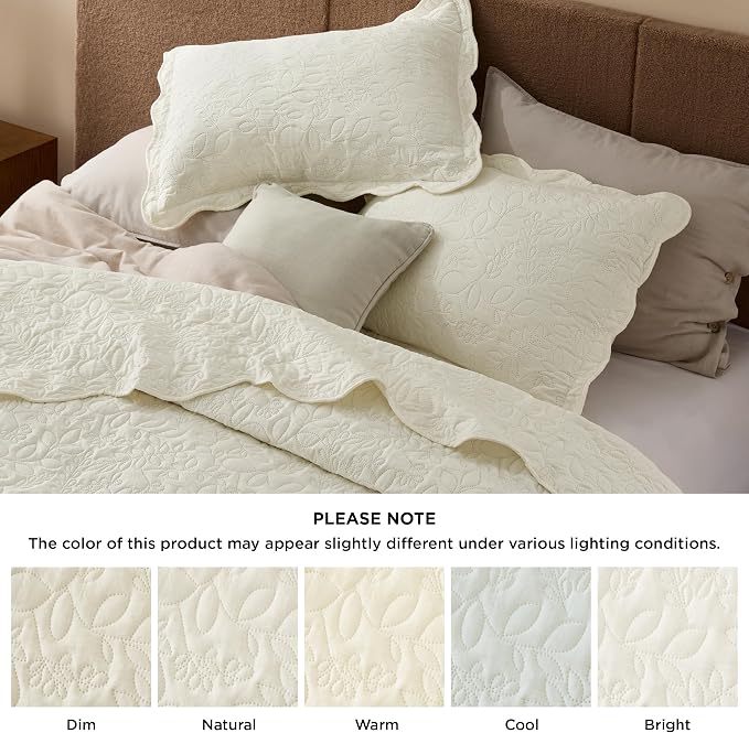 Bedsure Quilt Queen Size Bedspread, Thin Comforter, Cream Yellow Coverlet | - Image 9