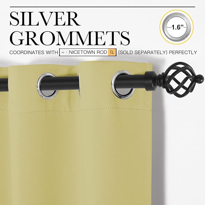 NICETOWN Paler Yellow Blackout Curtains - Image 3