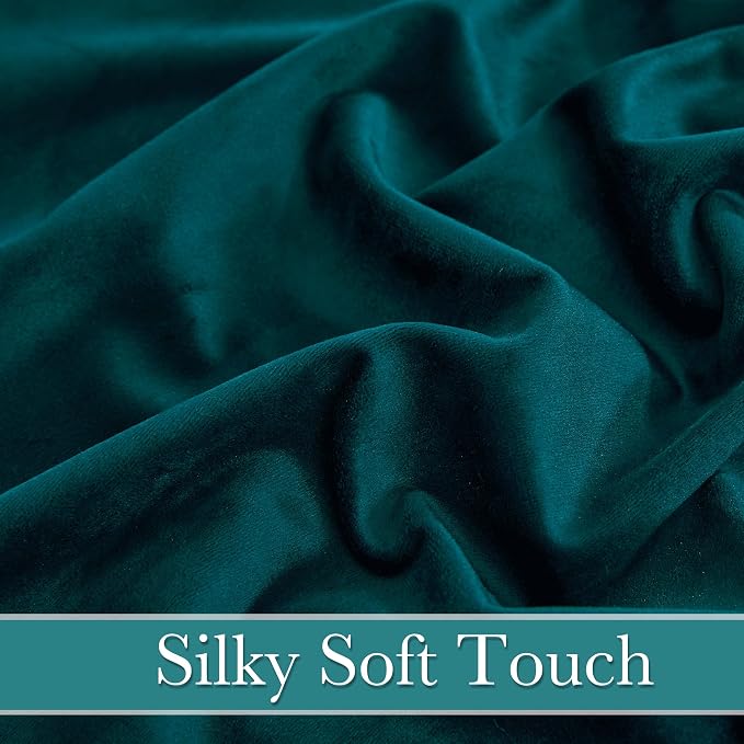 RYB HOME Teal Velvet Blackout Curtains 94 inches - Image 5