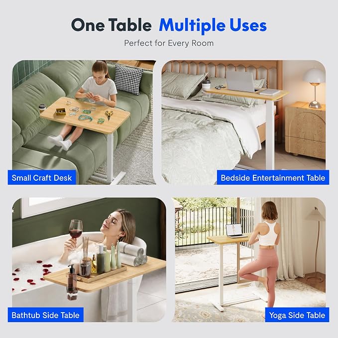 FLEXISPOT H7 32" Pneumatic Height-Adjustable Overbed Table - Image 8