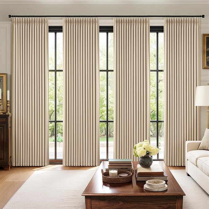 MIULEE Pinch Pleated 100% Blackout Curtains 40"x96" Long Sand 4 Panels Set | by MIULEE
