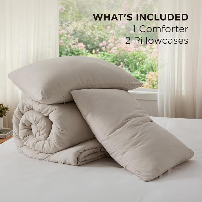 Bedsure Queen Comforter Set, Muted Linen Soft Prewashed Bedding - Image 6