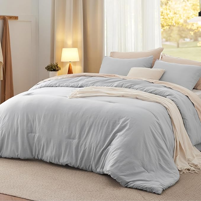 Bedsure Twin/Twin XL Comforter Set, Light Grey Soft Prewashed Bedding by Unknown
