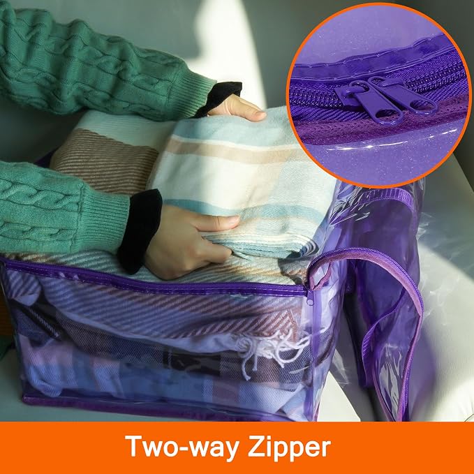 Purple 40L Clear Clothes Storage Bag Colorful Clothes Organizer - Image 5