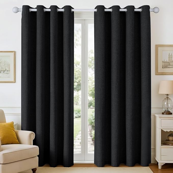 Joydeco Blackout Curtains 72 Inch Long 2 Panels Set, Textured Drapes by JOYDECO