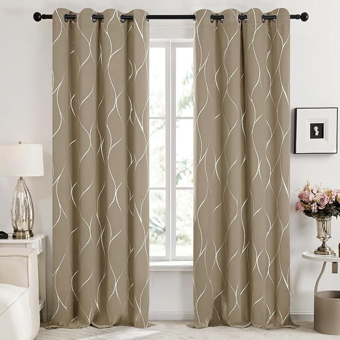 Deconovo Curtains for Living Room, Pattern Blackout Curtains 84 Inches Long | - Image 2