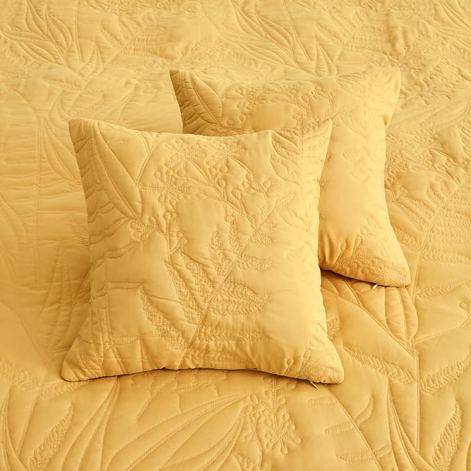 HZ & HY Oversized Queen Bedspreads, Honey Gold | Generous Coverage, 5-Piece - Image 8