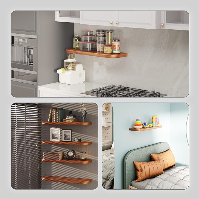 BATODA 24" Acacia Wood Floating Shelves Wall Mounted – Rustic Farmhouse Wooden - Image 6