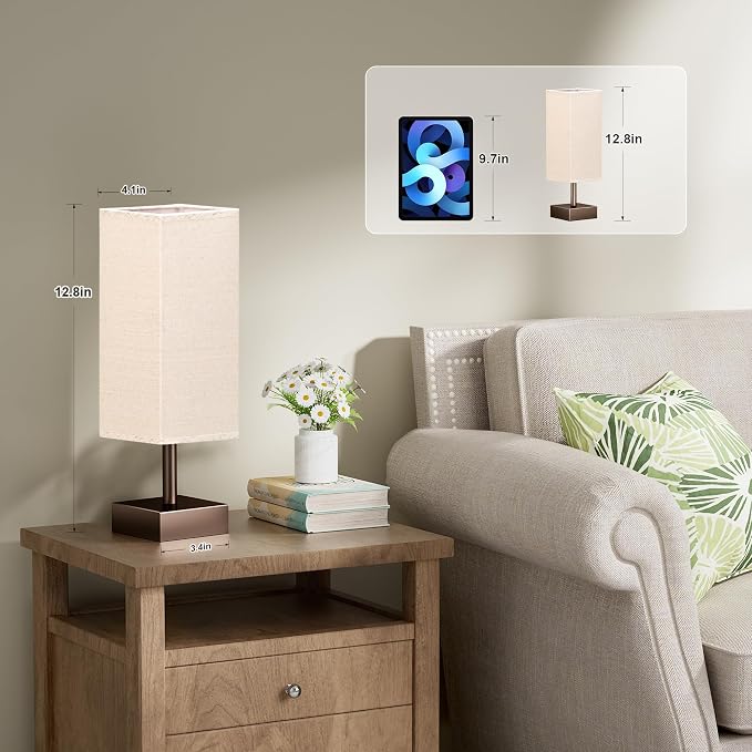 aooshine Browm Small Bedside Lamp - Image 3