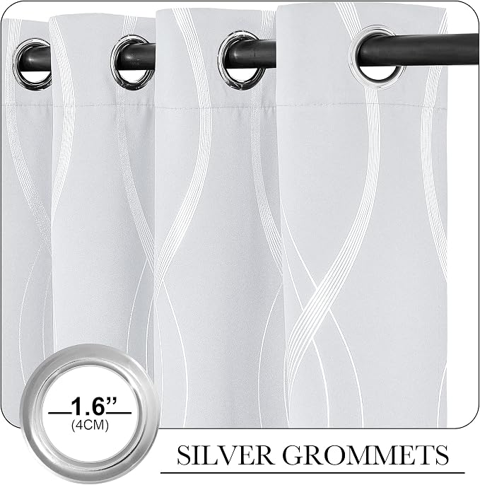 NICETOWN Greyish White Room Darkening Curtain Panels, 2 Panels, Window - Image 3