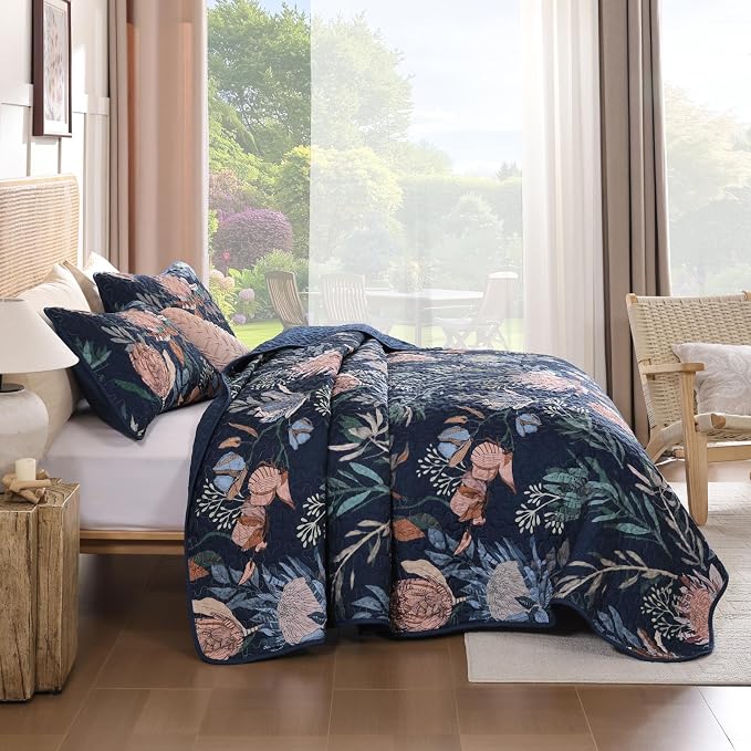 Dintszyayue Quilt King Size Navy, Soft Microfiber Lightweight Farmhouse Bed - Image 3