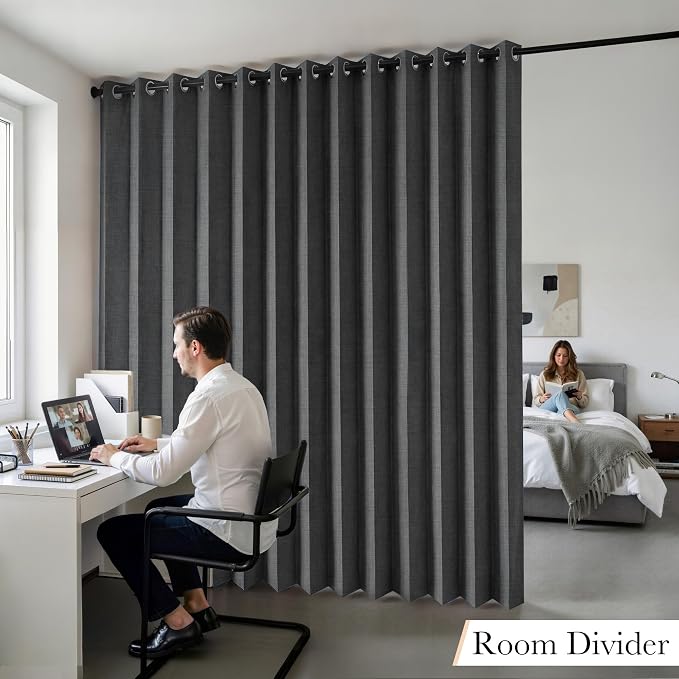 RYB HOME Accordion Style Room Divider Curtains 100% Blackout | Curtain - Image 9