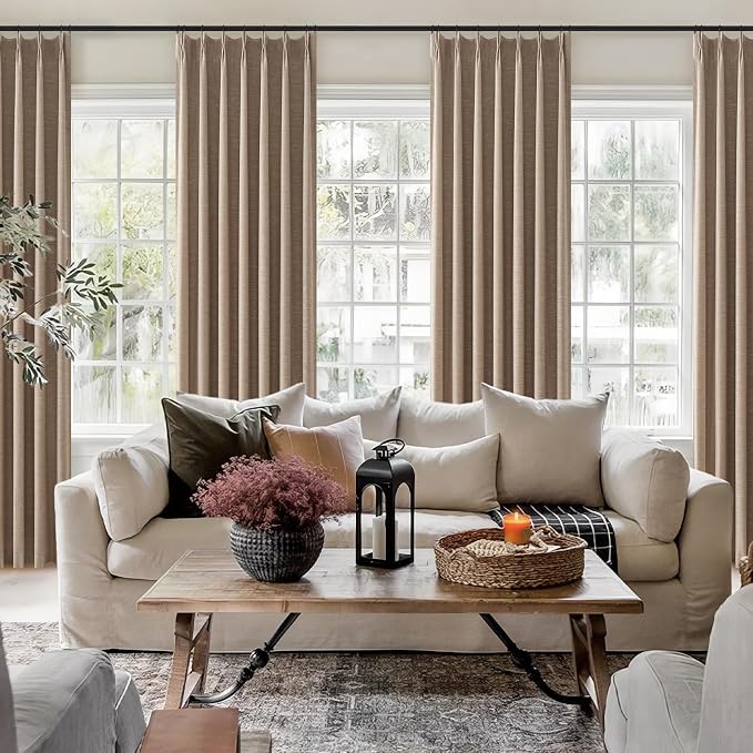 Topfinel Extra Long 100% Blackout Brown Linen Curtains 105 Inches Long - Image 6