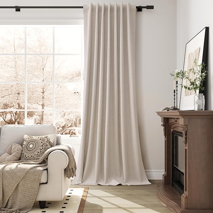 Oatmeal Linen 100% Black Out Curtains - Image 4
