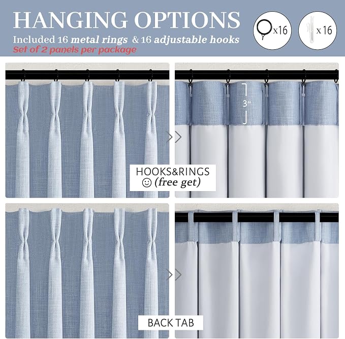 Custom Pale Blue 102 Inch Blackout Curtains - Image 8