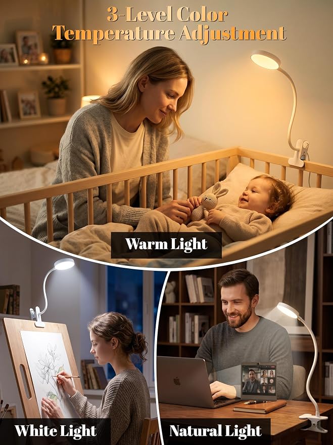 Clip on Lamp, 10 RGB Colors+10 Brightness Bright Desk Lamp - Image 2