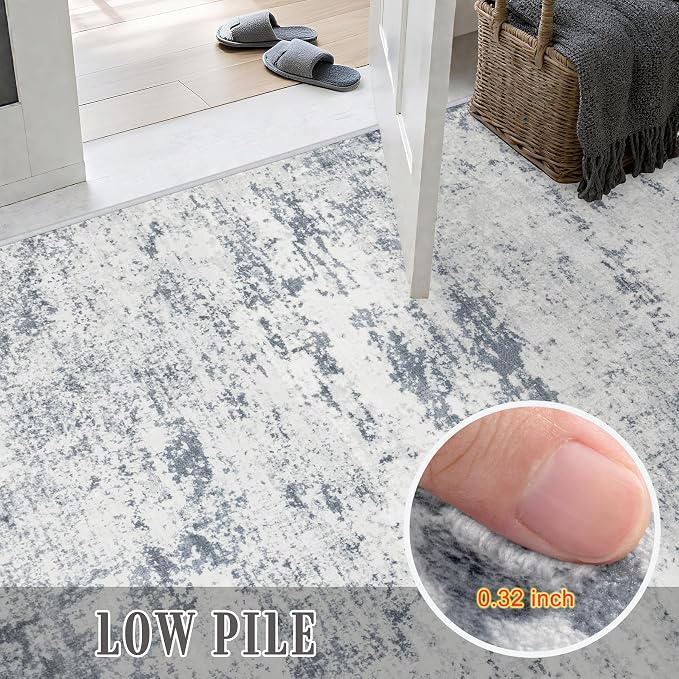 Round Area Rug Living Room: 6 ft Modern Washable Indoor Carpet | - Image 7
