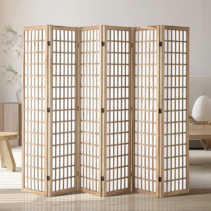 VEVOR Room Divider, 6 Panel Japanese Room Divider, Wood Folding Privacy Screen by VEVOR