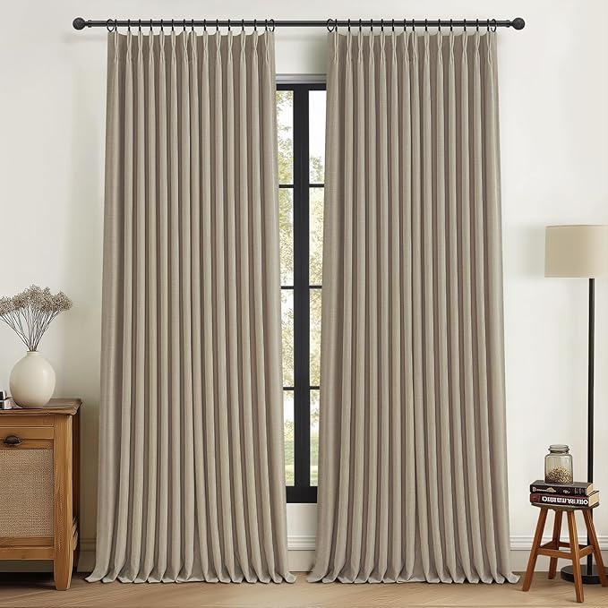 Pinch Pleated Drapes Linen Room Darkening Curtains 96 Inches Long by PleatedDrapes