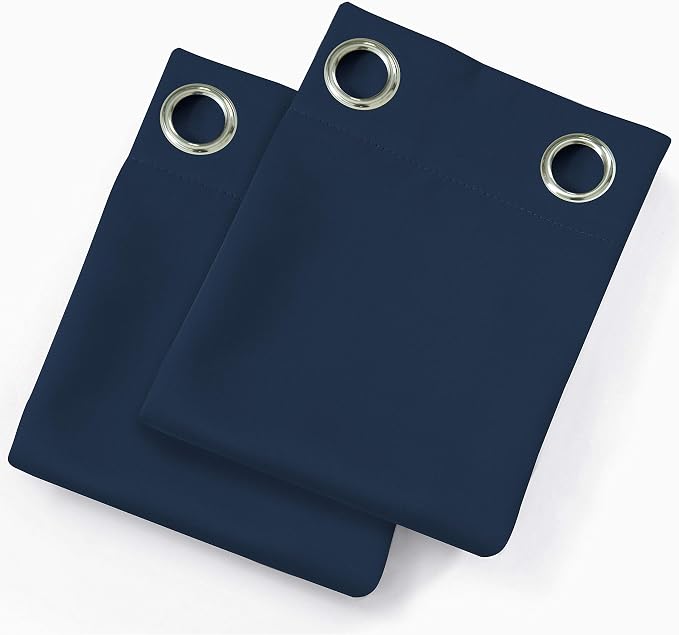 Navy Blackout Curtains/38 x 54 Inch Length/Set of Two Panels Grommet Bedroom - Image 9