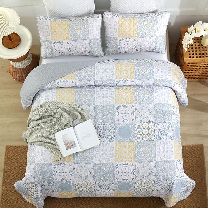 Dobuyly Full Size Quilt Set 3 Pieces, Soft Lightweight Microfiber Quilt Bedding - Image 3