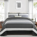 Dinjoy King Boho Striped Quilt Set, Balck White Lightweight Bedspread | Soft by DINJOY