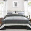 Dinjoy Queen Boho Striped Quilt Set, Balck White Lightweight Bedspread | Soft by DINJOY