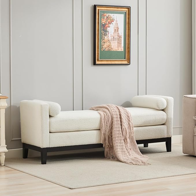 RuiSiSi Elegant Upholstered End of Bed Bench, Daybed Ottoman by RuiSiSi