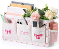 Pink Bow Bedside Caddy, Cute Bow Bedside Organizer, Bed Rail by Bulyoou