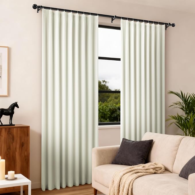 Etherealveil Birch White Pinch Pleated Blackout Curtains 2 Panels 60"x95" | - Image 5