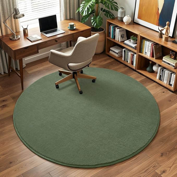 Sage Green Round Area Rugs 4ft Circle Rugs - Image 6