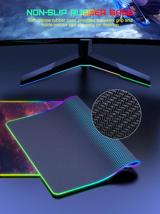 TopMade Wireless Charging Mouse Pad, RGB Gaming Mousepad Home Office Desk Pad, 31.5” x 15.8” Large Desk Mat, Waterproof Keyboard Pad, Galaxy Nebula (Includes 20W PD Power Adapter & 6.56ft Woven Cable)