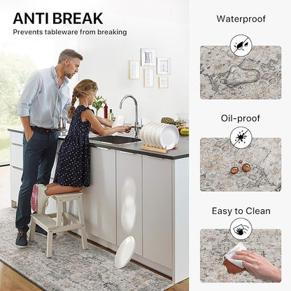 GENIMO 17.3"x59"-0.47 thick Kitchen Mats for Floor, Washable Anti Fatigue Mat for Cushioned, Ergonomic Comfort Foam kitchen Rugs, Non Slip Standing Mat for Home, Sink, Office, Laundry, LightTaupeBrown