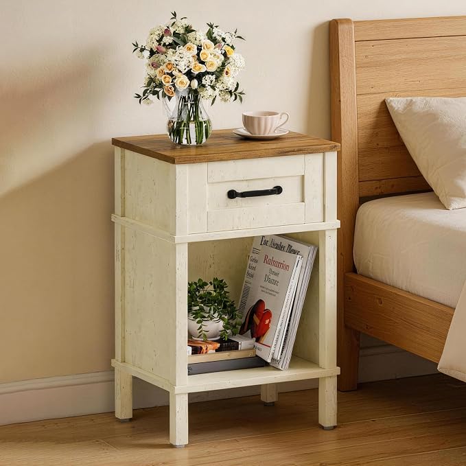 White Farmhouse Nightstands, Nightstand by Unknown