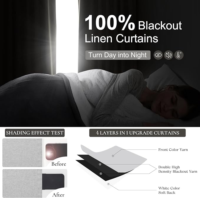 Light Grey Blackout Curtains 92 Inch Length 2 Panels Set - Image 2