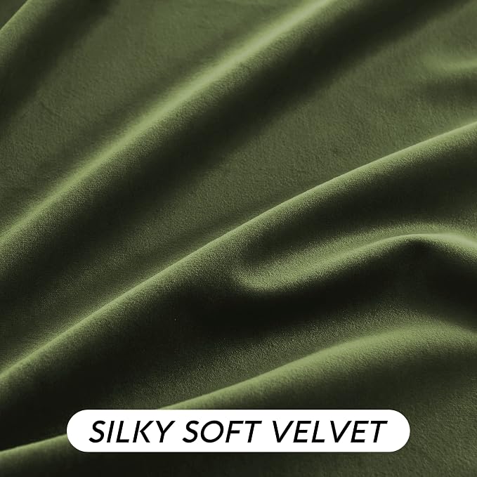 RYB HOME Olive Green Velvet Curtains - Image 5