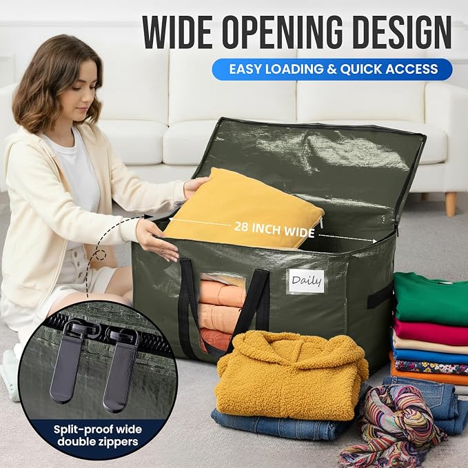TAILI 6 Pack Green Extra Large Moving Bags, Storage Bag - Image 4