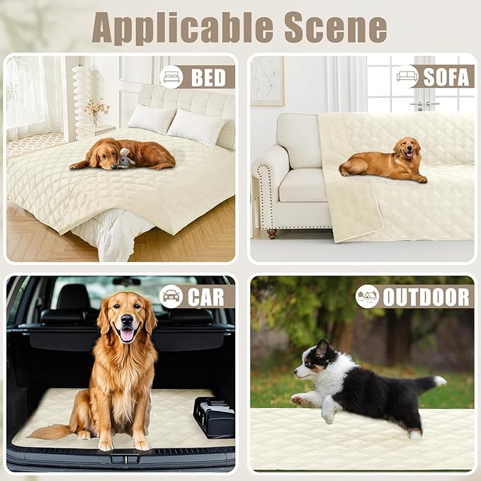 Smiry Waterproof Dog Bed Cover Blanket 40x80, Soft Reversible Pet Blanket, Washable Leakproof Cats Dogs Couch Cover for Sofa, Couch, Furniture, Lattice, Beige/Beige