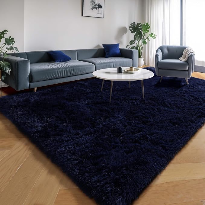 Dark Navy Blue Rugs for Living Room 5x8 Ft, Plush Area Rugs for Bedroom - Image 6