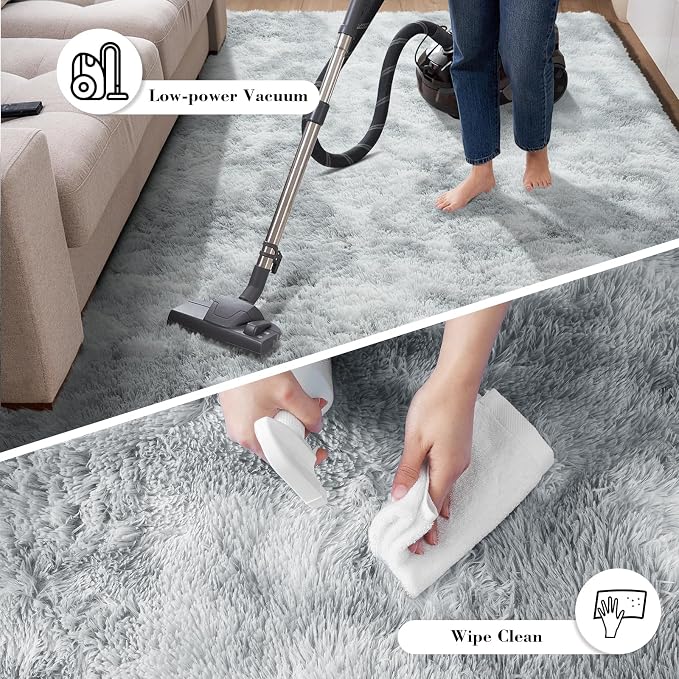 Mottled Light Grey 5x8 Area Rugs - Image 6