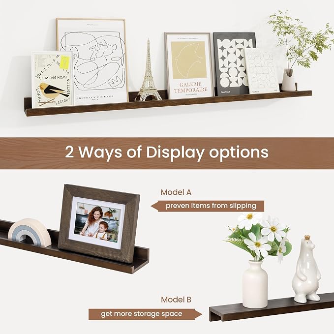 Picture Ledge Shelf, Floating Shelves Set of 2, 40 Inches Solid Wood Nursery - Image 6