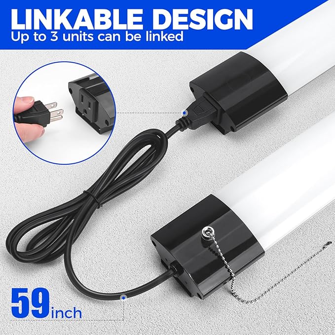 Barrina BS84 LED Shop Lights for Workshop 4FT, 84W, 10000LM, 6500K Linkable Light Fixture for Garage, Basement, Hanging or Flush Mount, 4 Packs