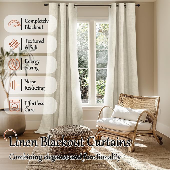 Natural Linen Blackout Curtains - Image 2